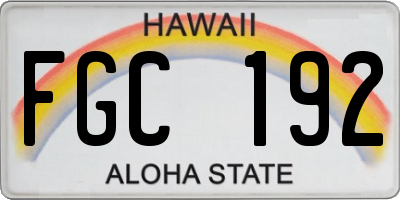 HI license plate FGC192