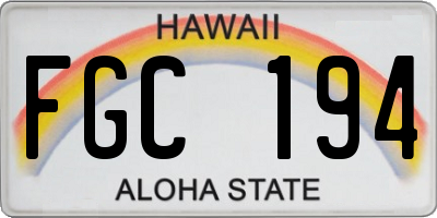 HI license plate FGC194