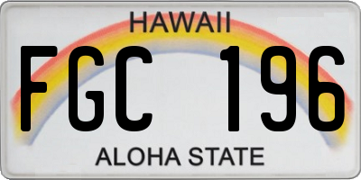 HI license plate FGC196