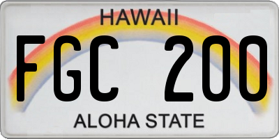 HI license plate FGC200