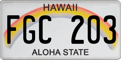 HI license plate FGC203