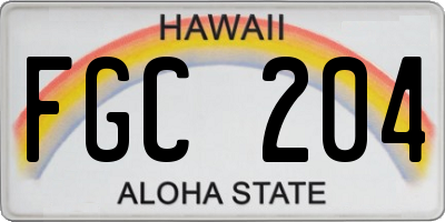 HI license plate FGC204