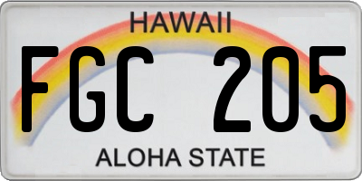HI license plate FGC205