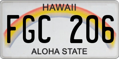 HI license plate FGC206