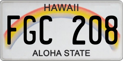HI license plate FGC208