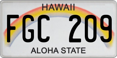 HI license plate FGC209
