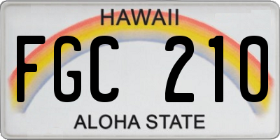 HI license plate FGC210