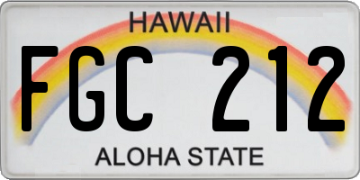 HI license plate FGC212