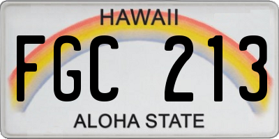 HI license plate FGC213