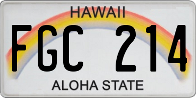 HI license plate FGC214