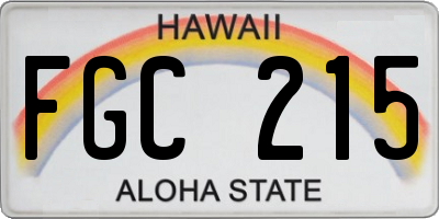 HI license plate FGC215