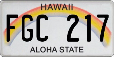 HI license plate FGC217