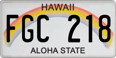 HI license plate FGC218