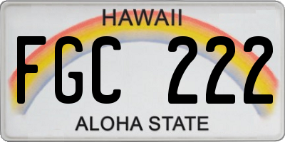 HI license plate FGC222