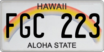 HI license plate FGC223