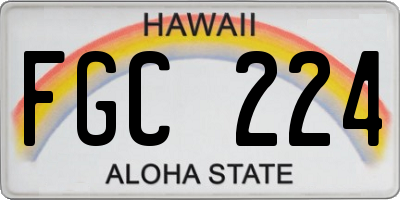 HI license plate FGC224
