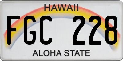 HI license plate FGC228