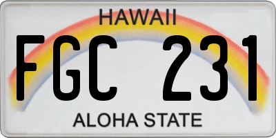 HI license plate FGC231