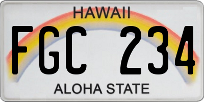 HI license plate FGC234