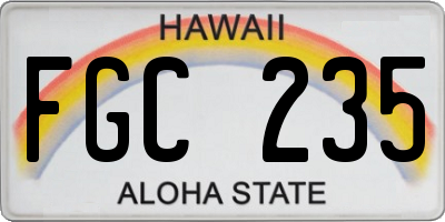 HI license plate FGC235