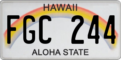 HI license plate FGC244