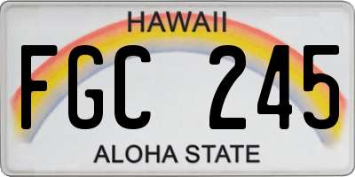 HI license plate FGC245