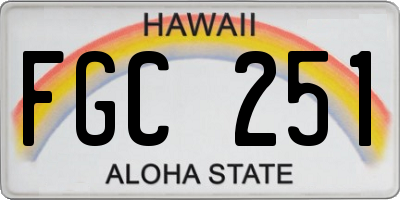 HI license plate FGC251