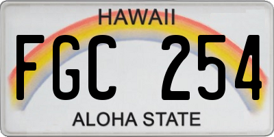 HI license plate FGC254