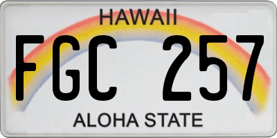 HI license plate FGC257