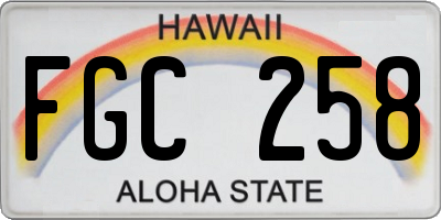 HI license plate FGC258