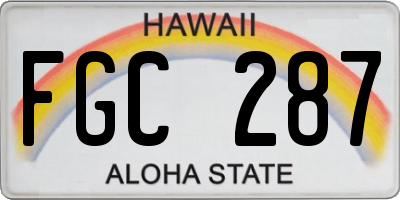 HI license plate FGC287