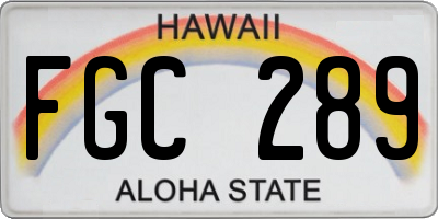 HI license plate FGC289