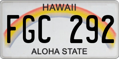 HI license plate FGC292