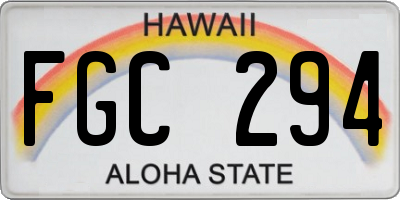 HI license plate FGC294