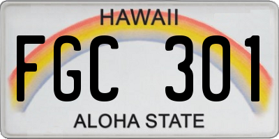 HI license plate FGC301