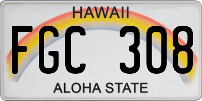 HI license plate FGC308