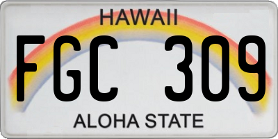 HI license plate FGC309