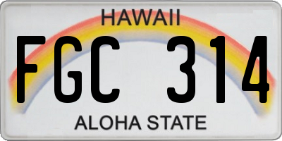 HI license plate FGC314