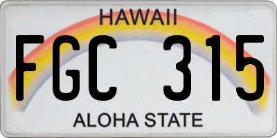 HI license plate FGC315
