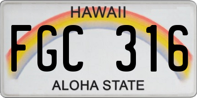 HI license plate FGC316