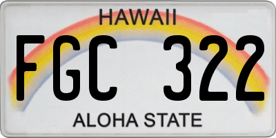 HI license plate FGC322