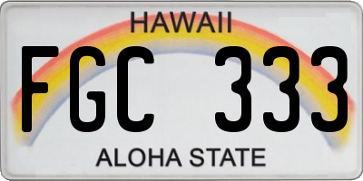 HI license plate FGC333