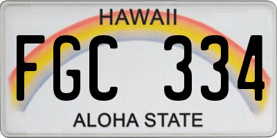 HI license plate FGC334