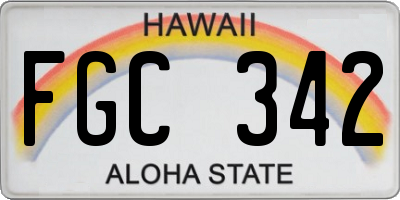 HI license plate FGC342