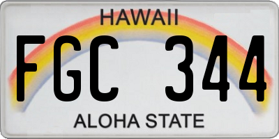 HI license plate FGC344