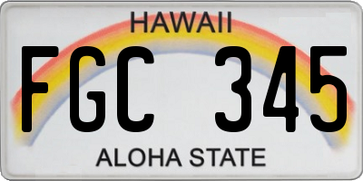 HI license plate FGC345