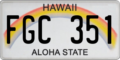 HI license plate FGC351