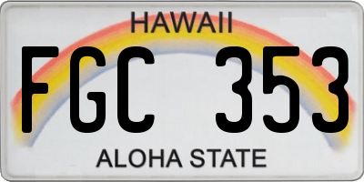 HI license plate FGC353