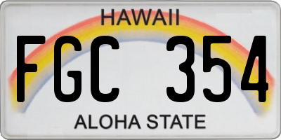 HI license plate FGC354