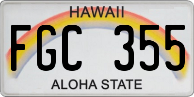 HI license plate FGC355